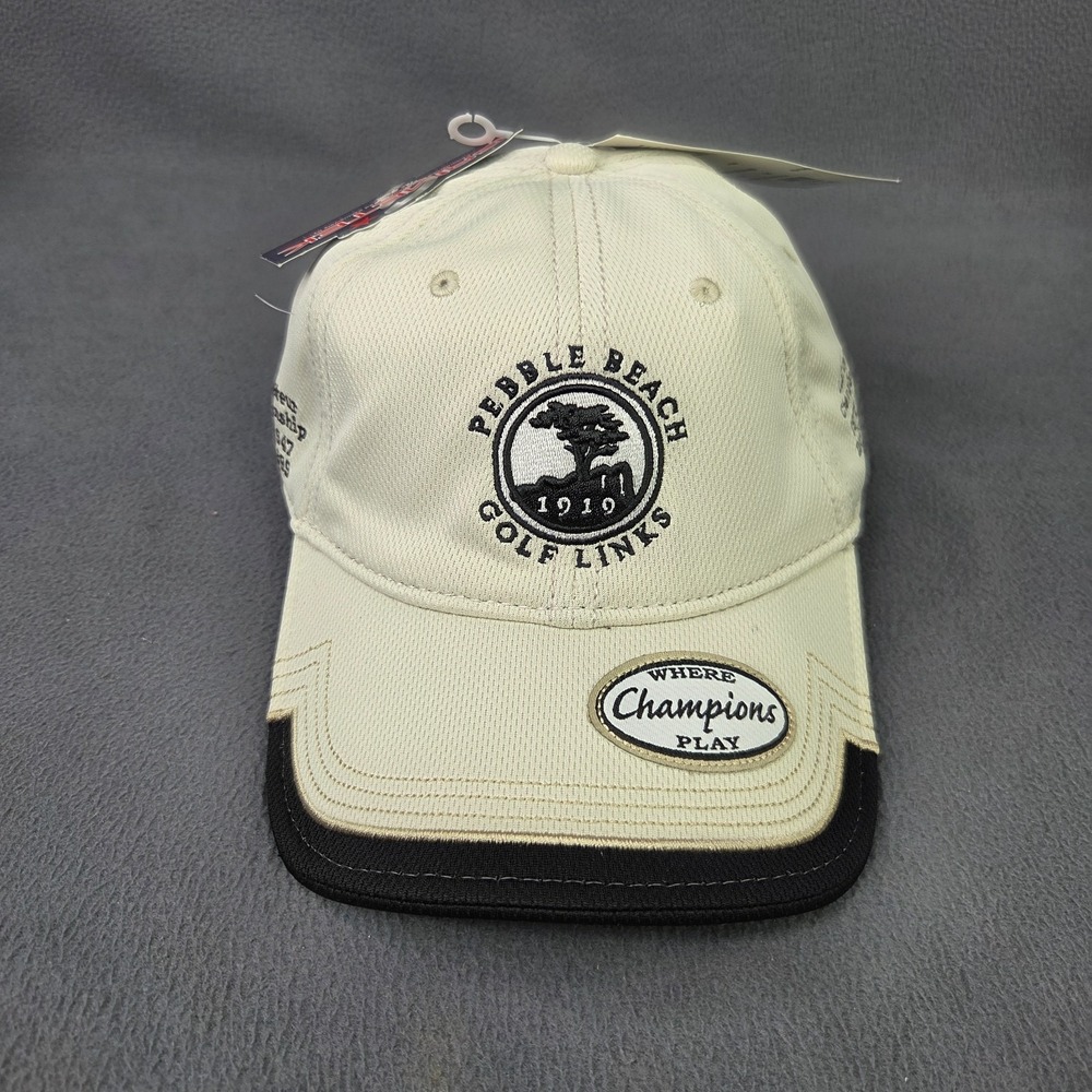 Pebble Beach Golf Links Performance Hat PGA Championship Beige Adjustable NEW